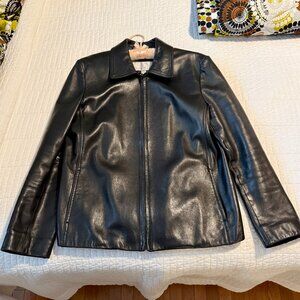 VINTAGE 90'S NINE WEST WOMENS ALL LEATHER JACKET, BLACK, SIZE XL